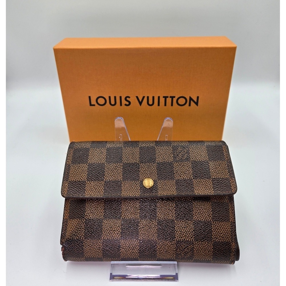 Louis Vuitton Damier Ebene Tri Fold Wallet Authentic Detective Cert - Picture 1 of 14